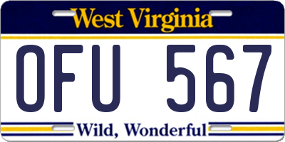 WV license plate OFU567