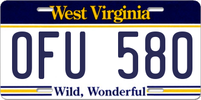 WV license plate OFU580