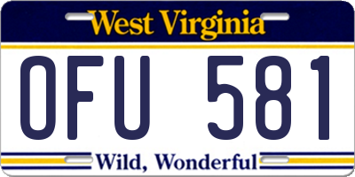 WV license plate OFU581