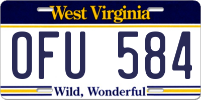 WV license plate OFU584
