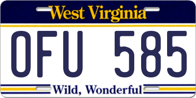 WV license plate OFU585