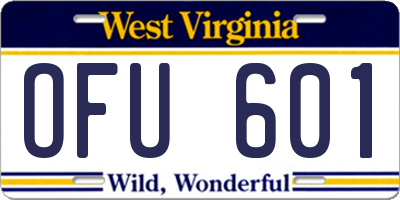 WV license plate OFU601