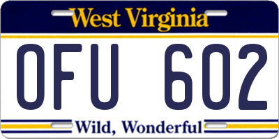 WV license plate OFU602