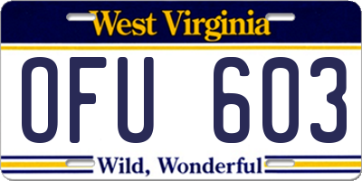 WV license plate OFU603
