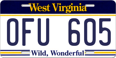 WV license plate OFU605