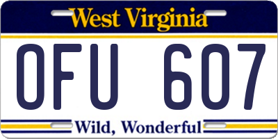 WV license plate OFU607