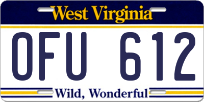 WV license plate OFU612