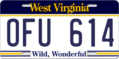 WV license plate OFU614