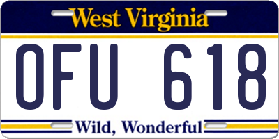 WV license plate OFU618