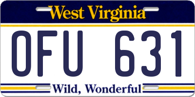 WV license plate OFU631