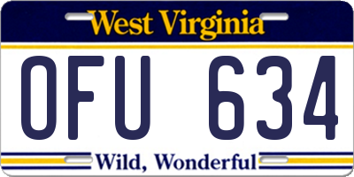 WV license plate OFU634