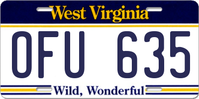 WV license plate OFU635