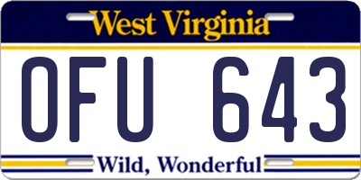WV license plate OFU643