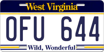 WV license plate OFU644