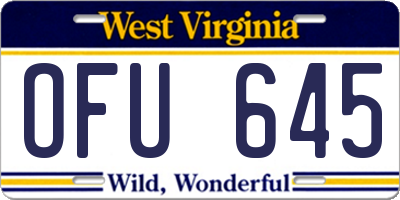 WV license plate OFU645