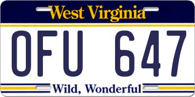 WV license plate OFU647