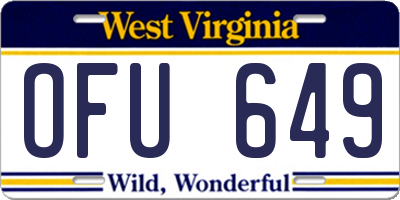 WV license plate OFU649