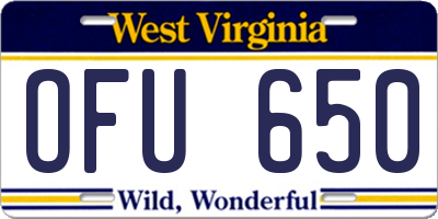 WV license plate OFU650