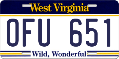 WV license plate OFU651