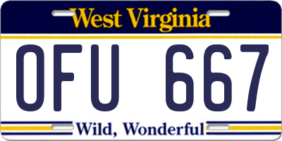 WV license plate OFU667