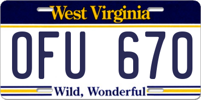 WV license plate OFU670