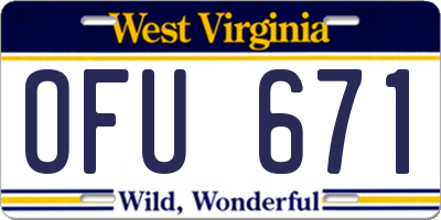 WV license plate OFU671