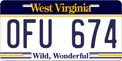 WV license plate OFU674