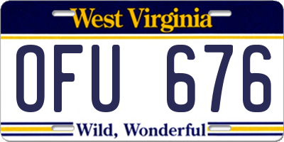 WV license plate OFU676