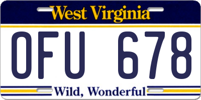 WV license plate OFU678