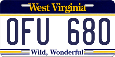 WV license plate OFU680