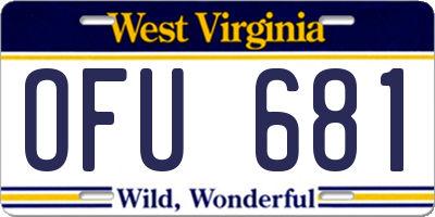 WV license plate OFU681