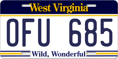WV license plate OFU685