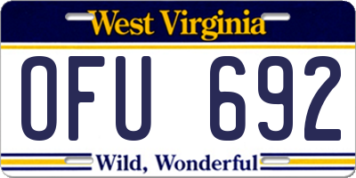 WV license plate OFU692