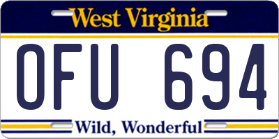 WV license plate OFU694