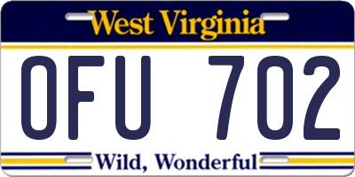 WV license plate OFU702