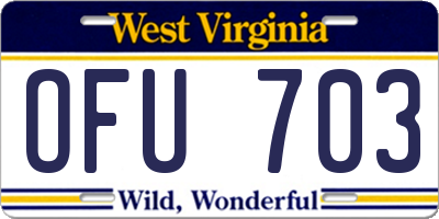 WV license plate OFU703