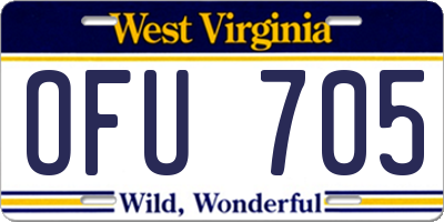 WV license plate OFU705