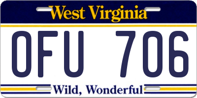 WV license plate OFU706