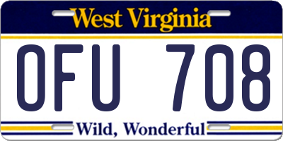 WV license plate OFU708