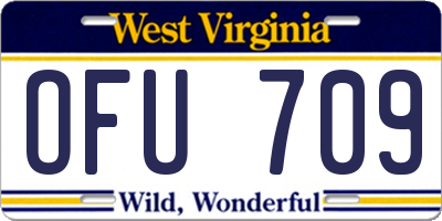 WV license plate OFU709