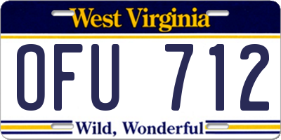 WV license plate OFU712