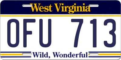 WV license plate OFU713