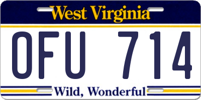 WV license plate OFU714