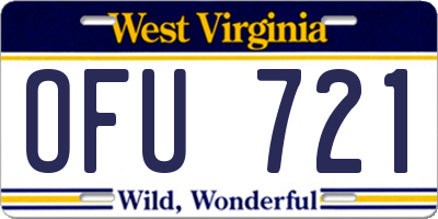 WV license plate OFU721