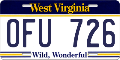 WV license plate OFU726
