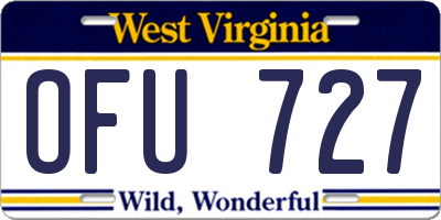 WV license plate OFU727