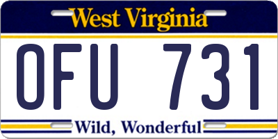 WV license plate OFU731