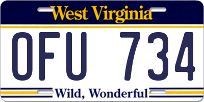 WV license plate OFU734