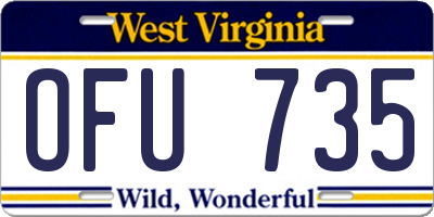 WV license plate OFU735