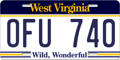 WV license plate OFU740